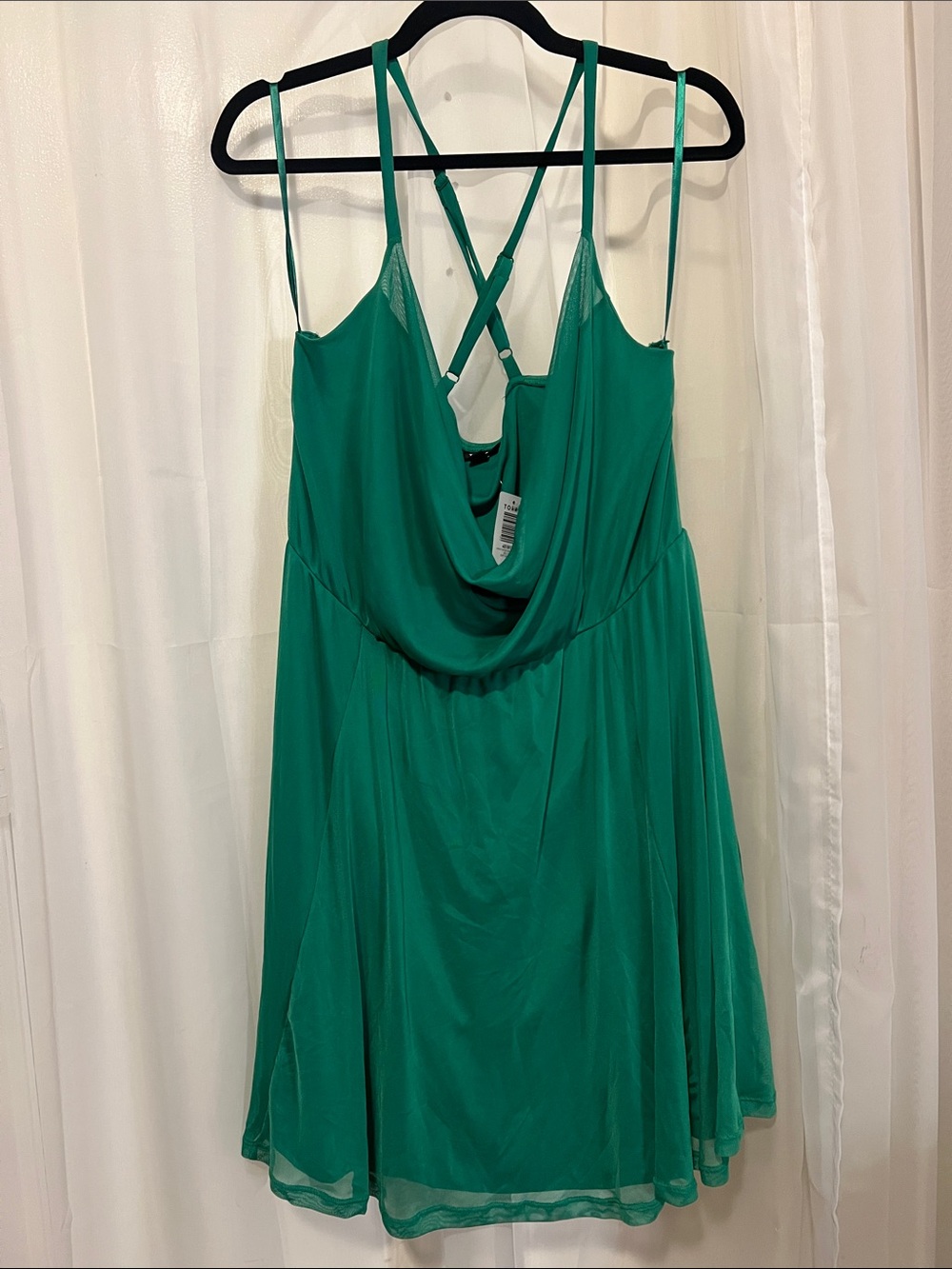 torrid Green Drape  Neck Cami Dress with Crisscross Back